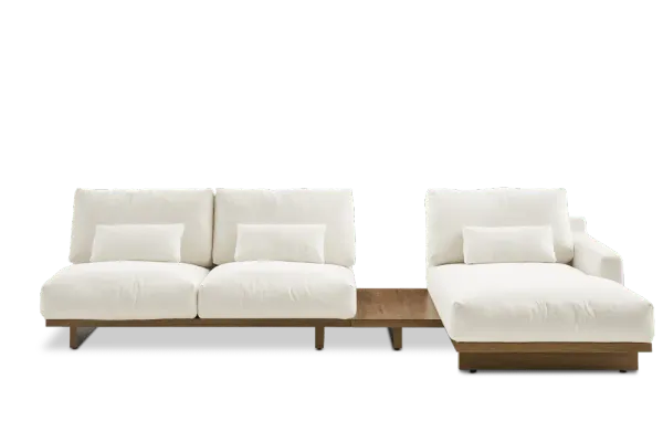 Mori Performance Fabric Armless Chaise Sectional Sofa with Side Table