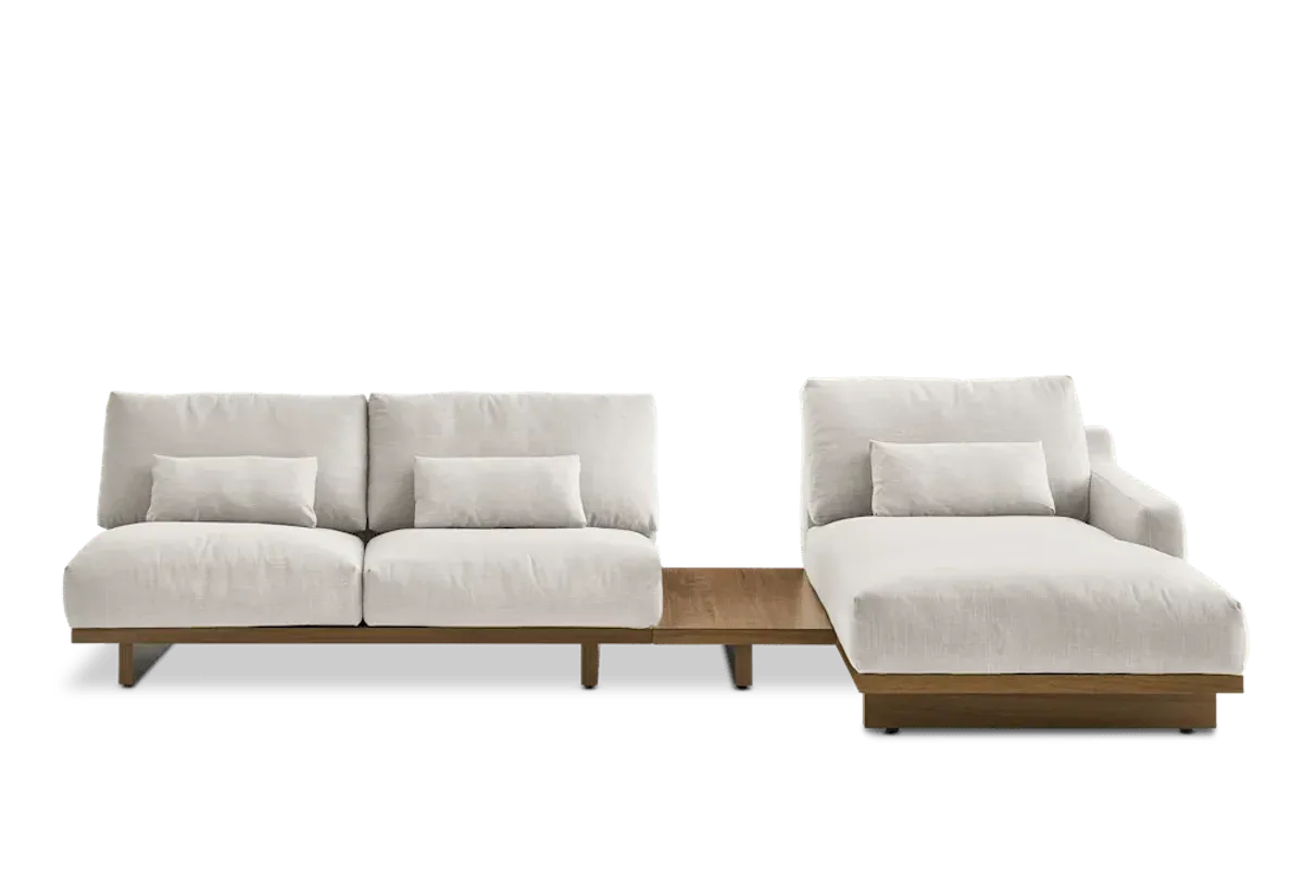 Mori Performance Fabric Armless Chaise Sectional Sofa with Side Table