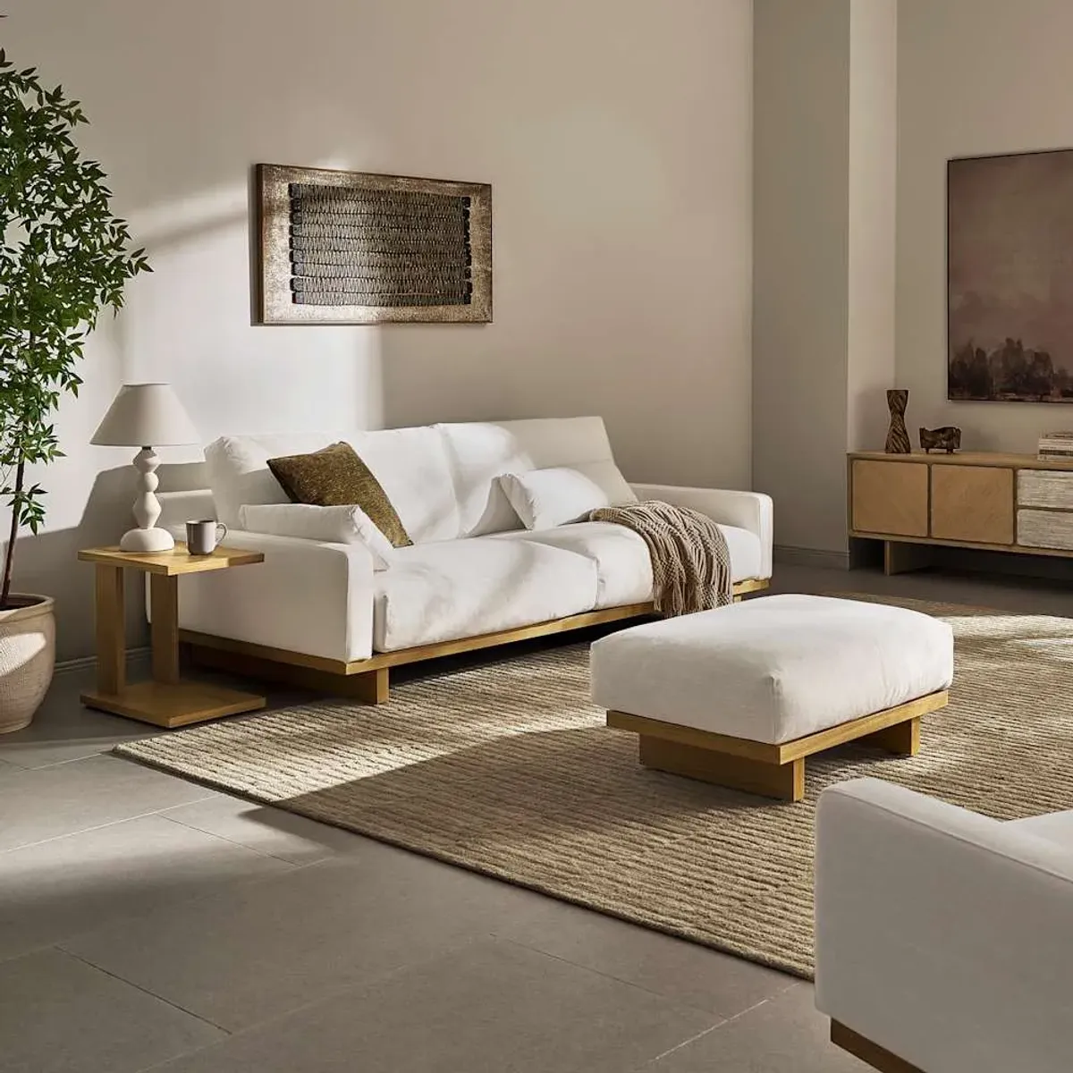 Mori Performance Fabric Sofa with Ottoman