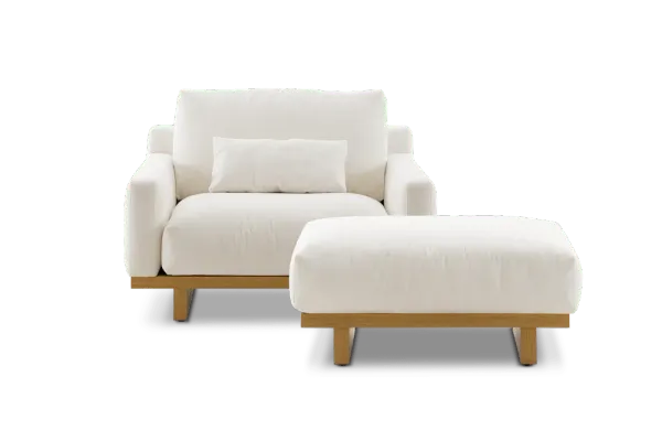 Mori Performance Fabric Armchair with Ottoman