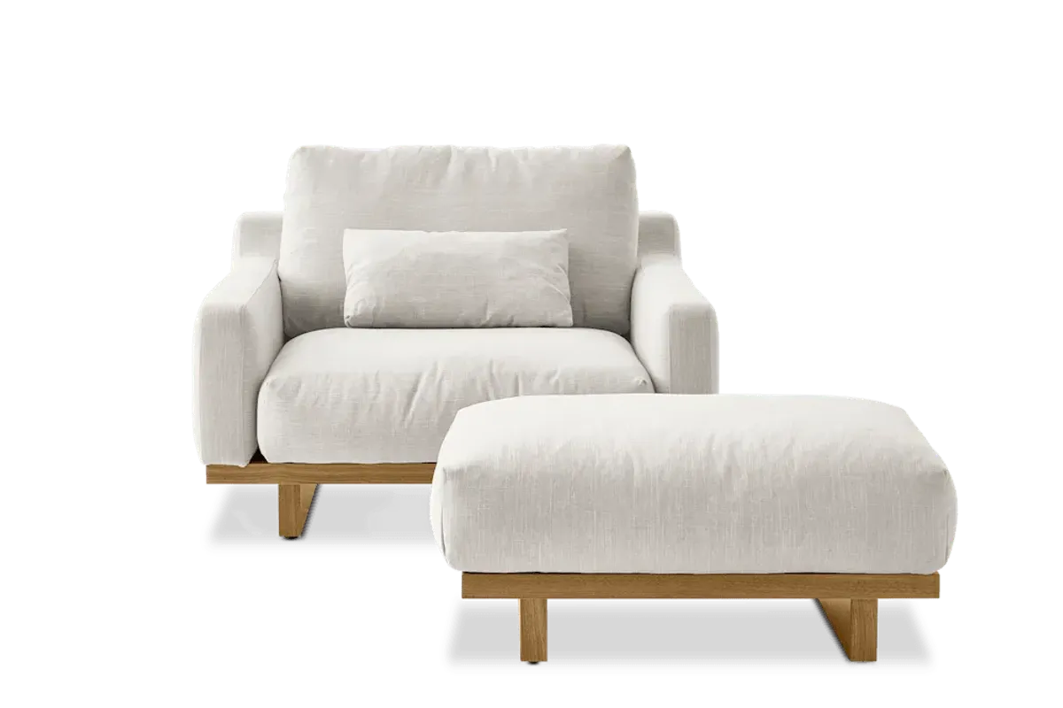 Mori Performance Fabric Armchair with Ottoman