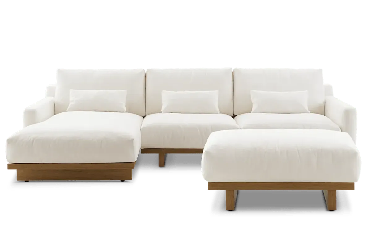 Mori Performance Fabric Chaise Sectional Sofa with Ottoman