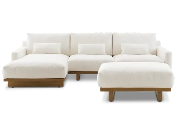 Mori Performance Fabric Chaise Sectional Sofa with Ottoman