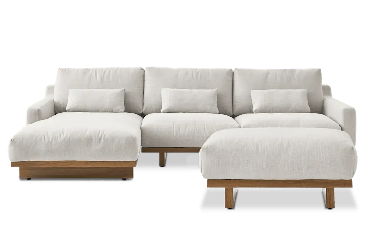 Mori Performance Fabric Chaise Sectional Sofa with Ottoman