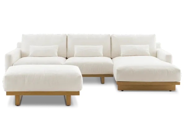 Mori Performance Fabric Chaise Sectional Sofa with Ottoman