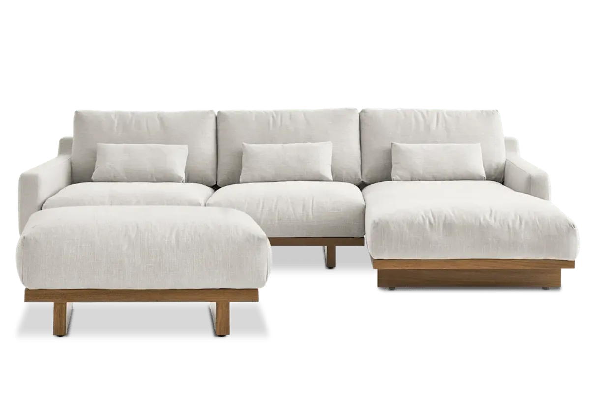 Mori Performance Fabric Chaise Sectional Sofa with Ottoman