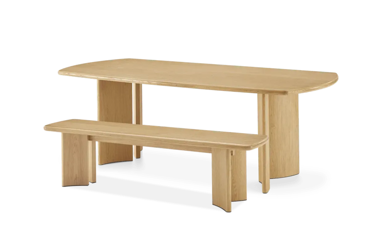 Posey Dining Table with Bench Set 86.6" Table and 66.9" Bench
