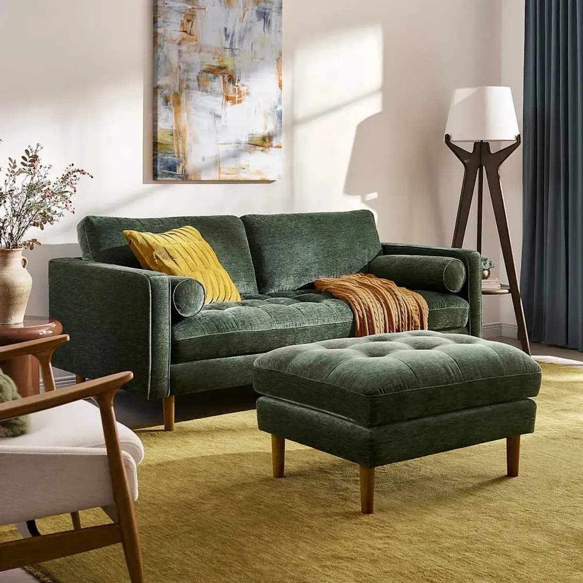 Madison Sofa with Ottoman, (Camille) Forest