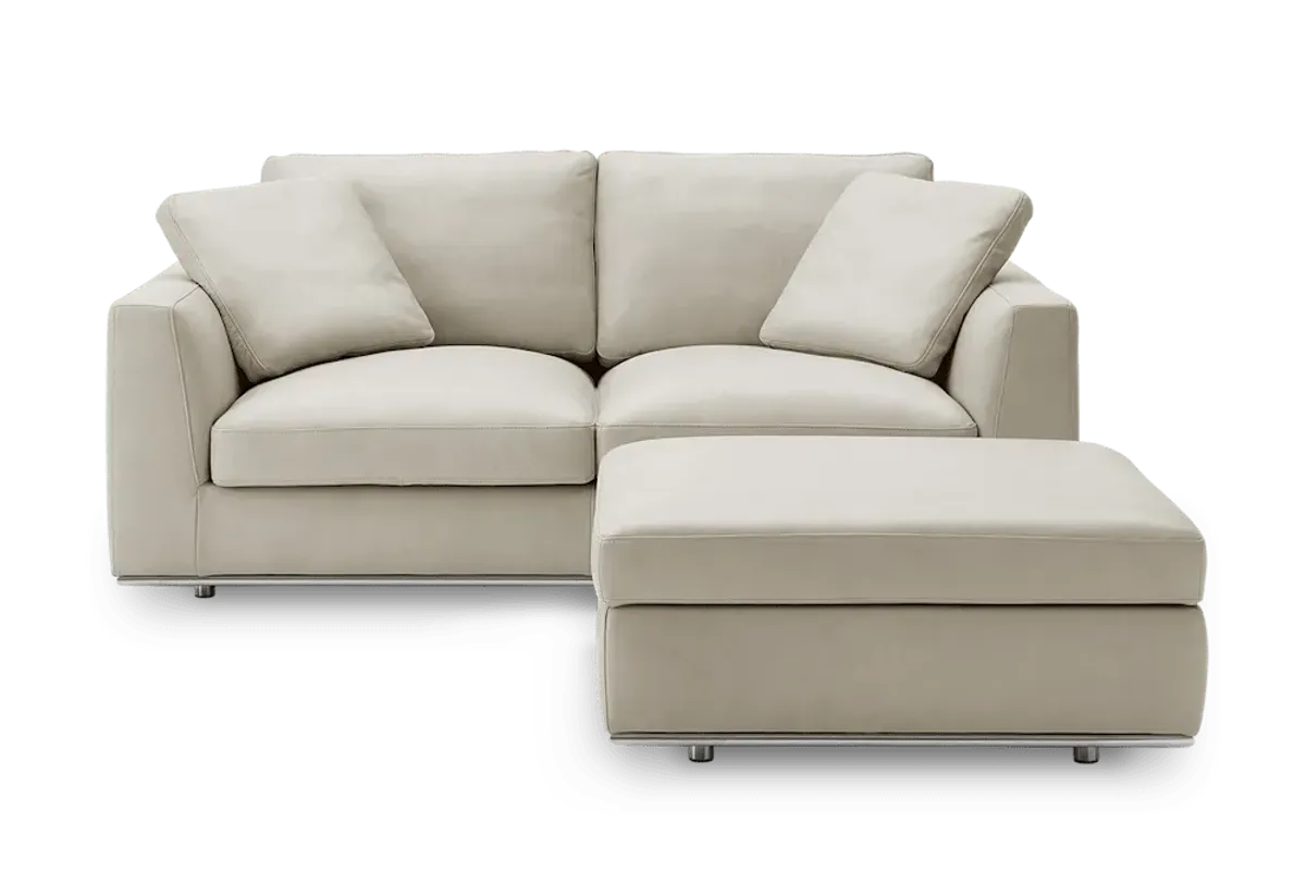 Hamilton Leather Loveseat with Storage Ottoman