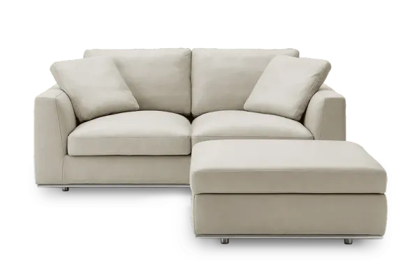 Hamilton Leather Loveseat with Storage Ottoman