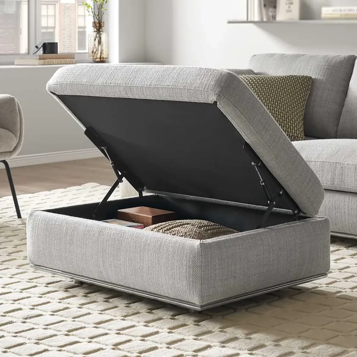 Hamilton Chaise Sectional Sofa with Storage Ottoman