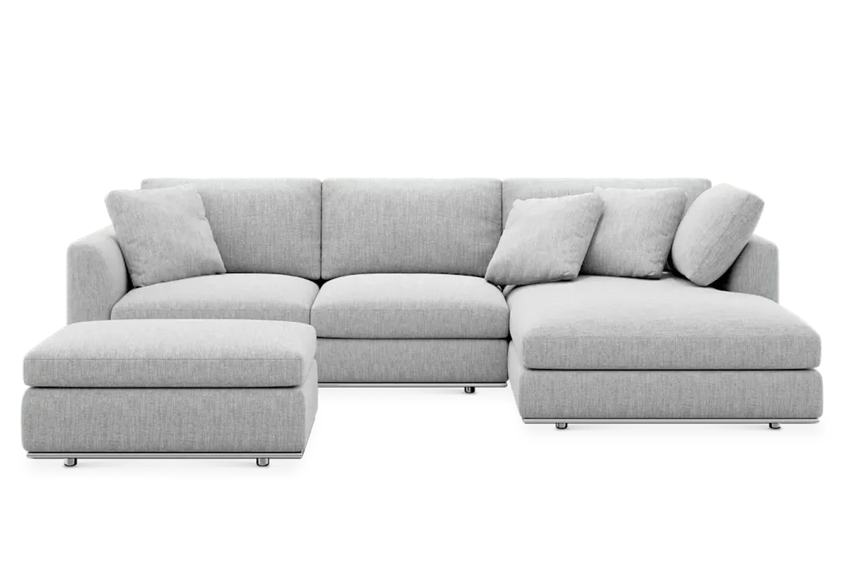 Hamilton Chaise Sectional Sofa Right Facing with Storage Ottoman, (Performance Marcel) Smoke Grey
