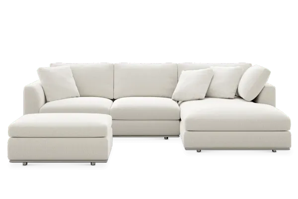 Hamilton Chaise Sectional Sofa Right Facing with Storage Ottoman, (Performance Marcel) Brilliant White