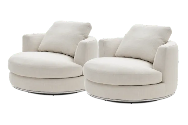 Hamilton Swivel Armchair Set of 2 39.4", Performance Brilliant White
