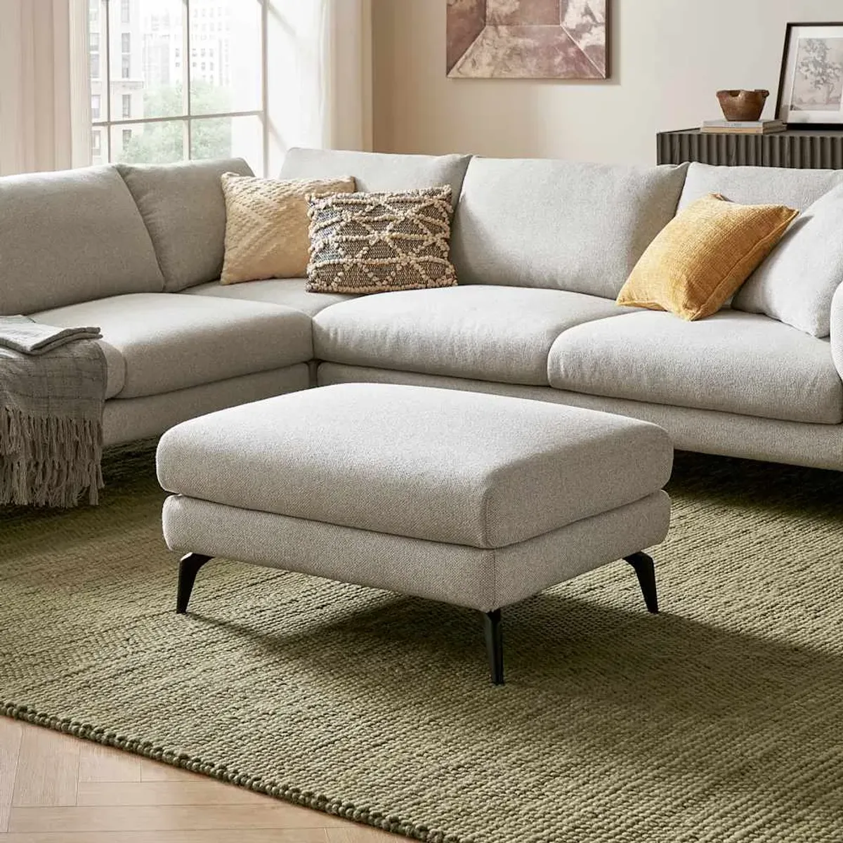 Lena Performance Fabric Sofa with Ottoman