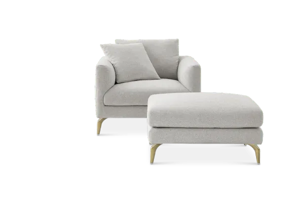 Lena Performance Fabric Armchair with Ottoman