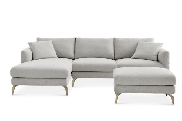 Lena Performance Fabric Chaise Sectional Sofa with Ottoman