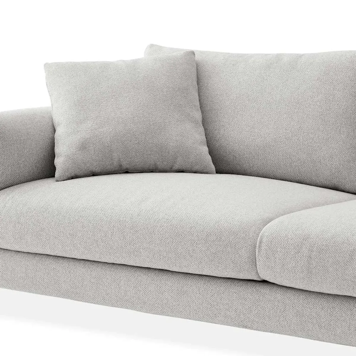 Lena Chaise Sectional Sofa Right Facing with Ottoman, (Performance Hugo) Greige (Matte Black Legs)