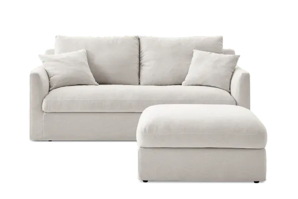 Agnes Slipcover Storage Sofa 79.9" with Ottoman, (Sadie) Ivory