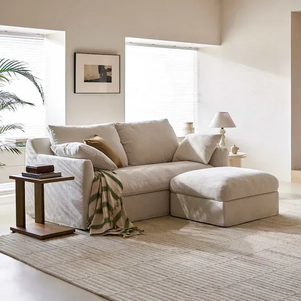 Agnes Slipcover Storage Sofa with Ottoman