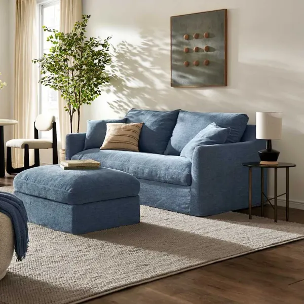 Agnes Slipcover Storage Sofa with Ottoman
