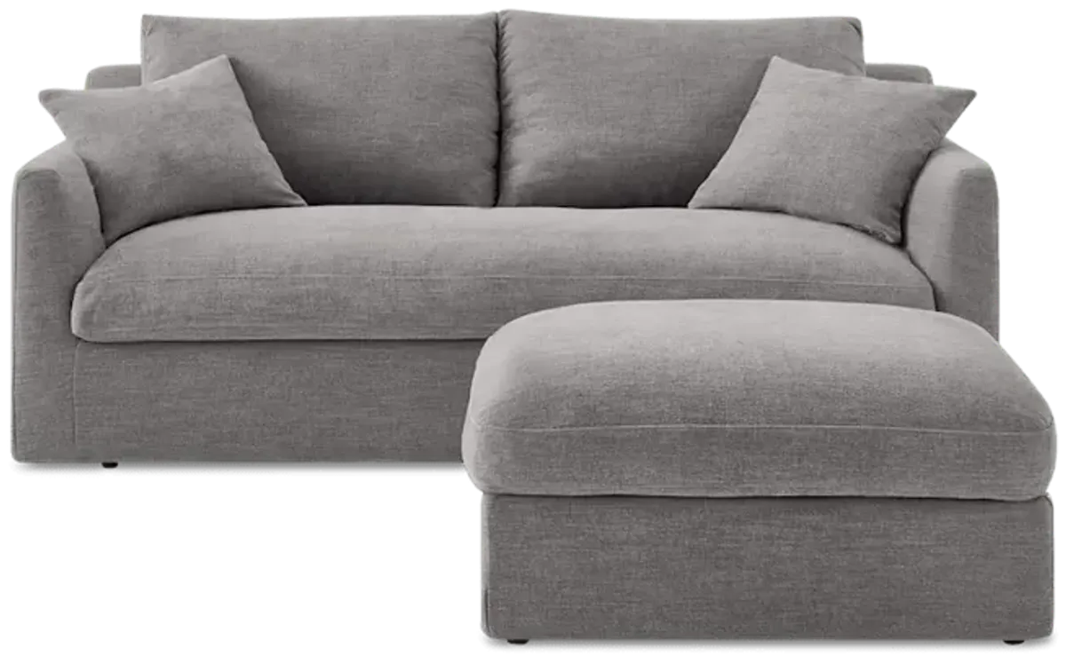 Agnes Slipcover Storage Sofa with Ottoman