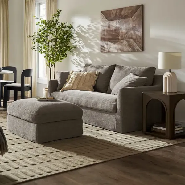 Agnes Slipcover Storage Sofa 79.9" with Ottoman, (Sadie) Ash