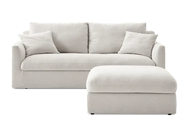 Agnes Slipcover Storage Sofa 88.6" with Ottoman, (Sadie) Ivory