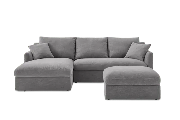 Agnes Slipcover Storage Chaise Sectional Sofa with Ottoman