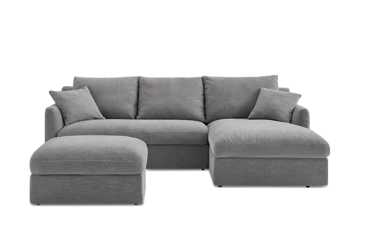 Agnes Slipcover Storage Chaise Sectional Sofa with Ottoman