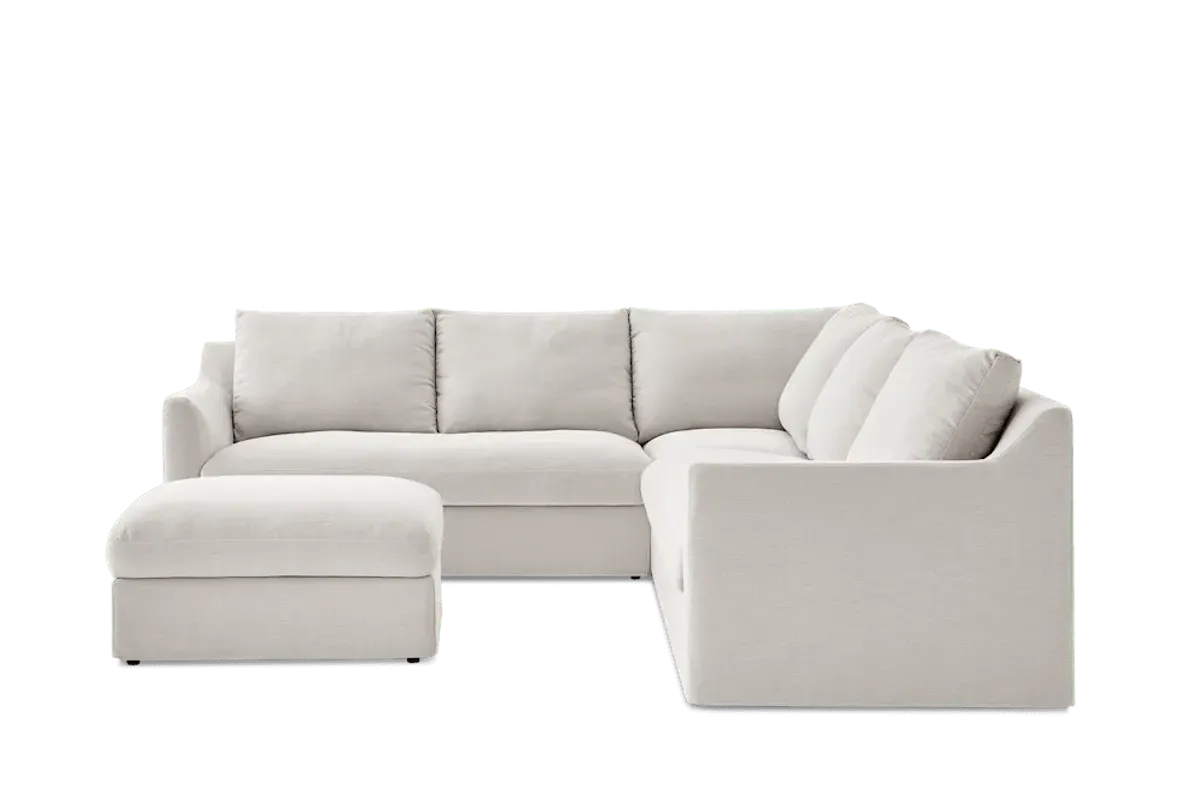 Agnes Slipcover Storage L-Shaped Sectional Sofa with Ottoman