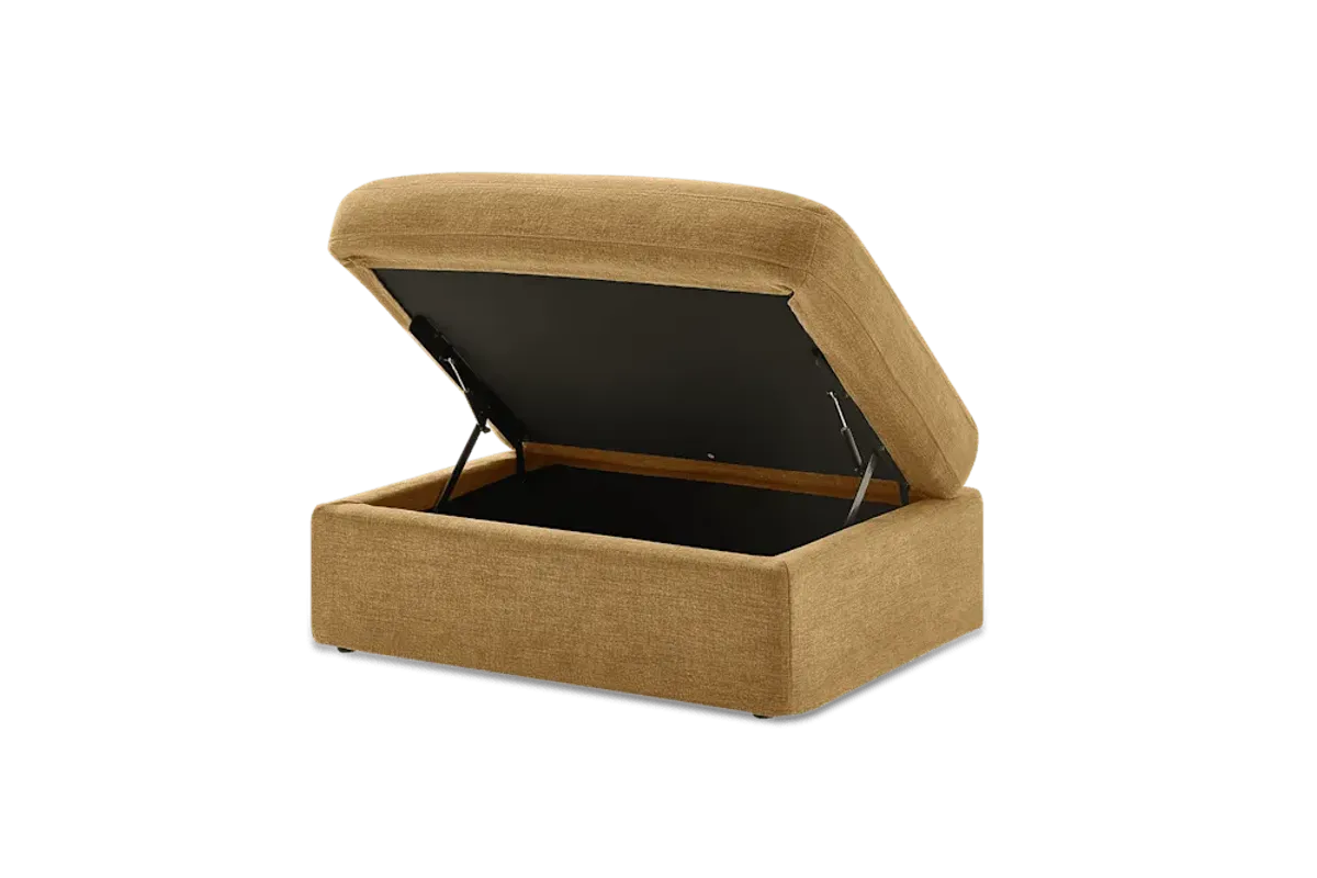 Agnes Slipcover Storage L-Shaped Sectional Sofa with Ottoman, (Sadie) Mustard Brown