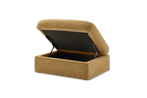 Agnes Slipcover Storage L-Shaped Sectional Sofa with Ottoman, (Sadie) Mustard Brown