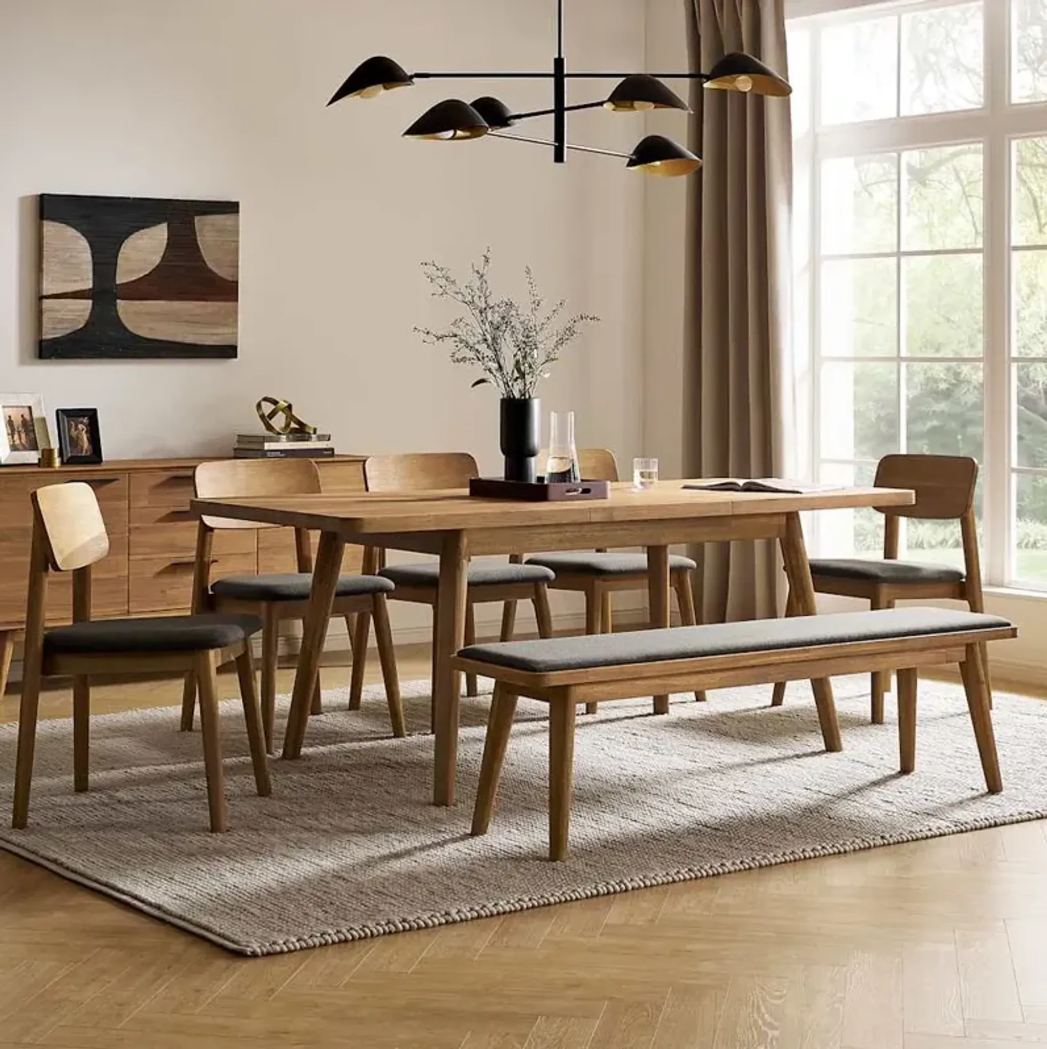 Seb Extendable Dining Set For 4 6 Castlery | Furniture.com