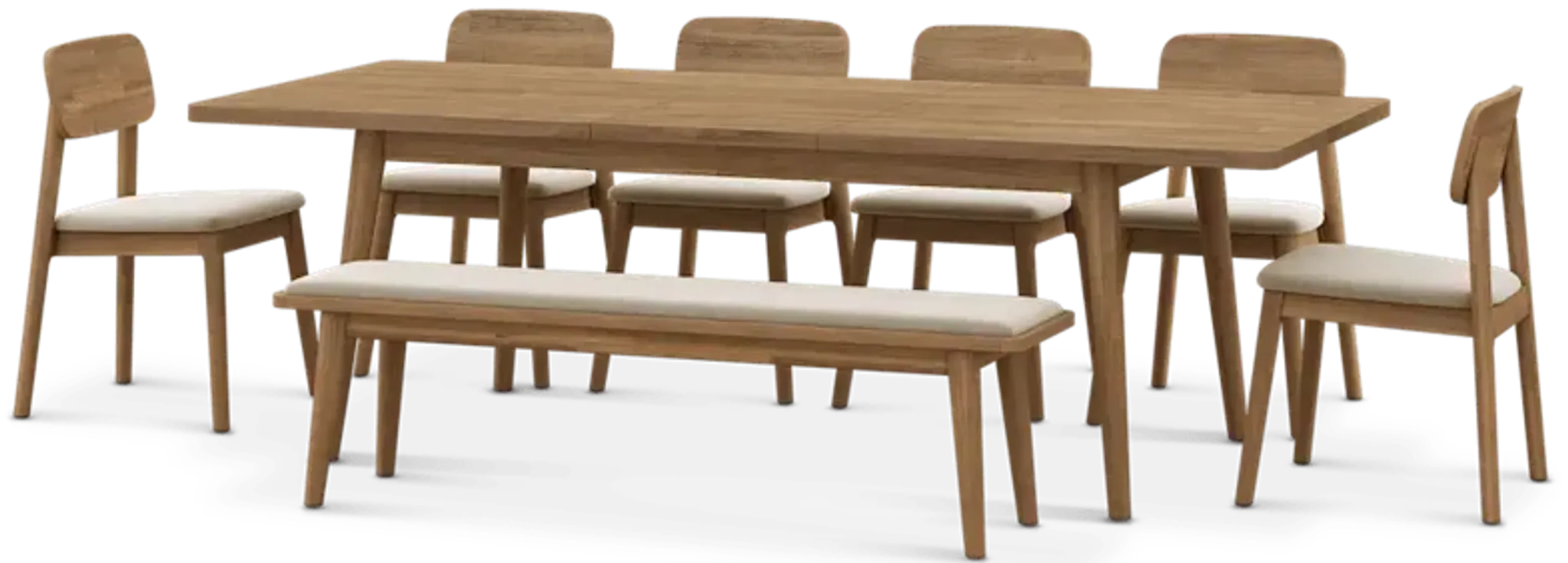 Seb Extendable Dining Table 74 8 With 6 Fabric Chairs And 63 Bench ...