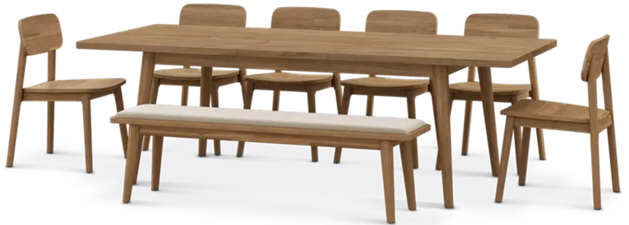 Seb Extendable Dining Table 74 8 With 6 Wooden Chairs And 63 Bench ...