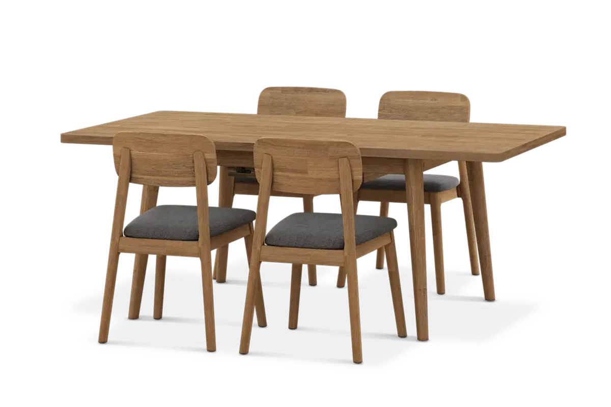 Seb Extendable Dining Table 74.8" with 4 Fabric Chairs, (Performance Twill) Slate