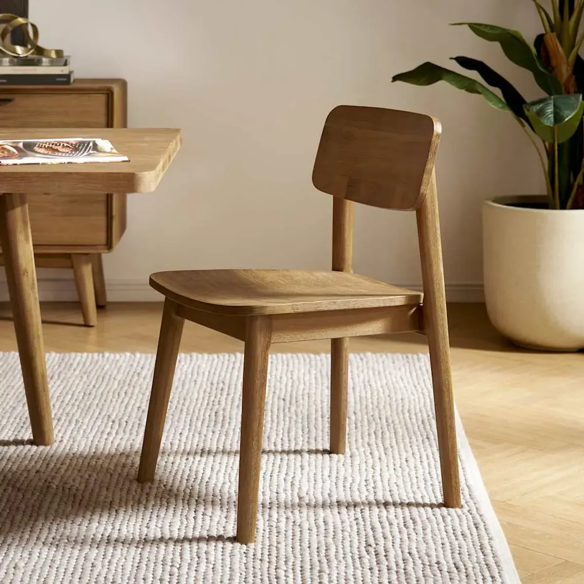 Seb Dining Table Table 70.9" with 2 Wooden Chairs and 63" Bench, (Performance Twill) Creamy White