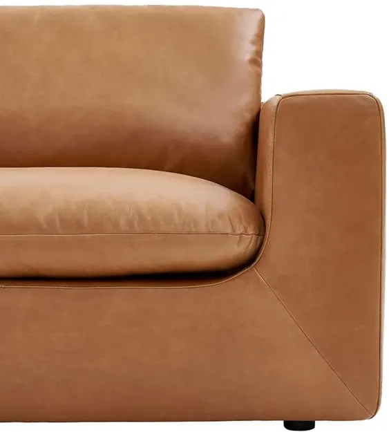Dawson Leather Chaise Sectional Sofa with Large Storage Ottoman Left Facing, (Orion) Cocoa