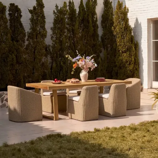 Rio Outdoor Teak Dining Table with Lorna Dining Chairs Set