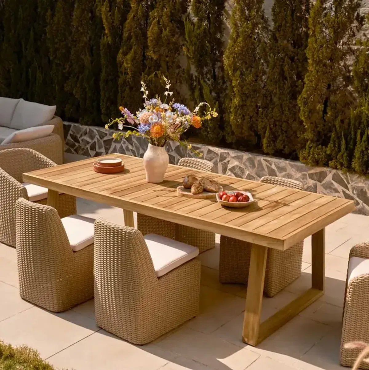 Rio Outdoor Teak Dining Table with Lorna Dining Chairs Set by Castlery ...