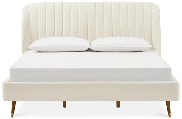 Lexi King Size Tufted Bed, Frost White
