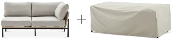 Sierra Outdoor Right Facing 2 Seater Sofa with Ivory Cover, Straw