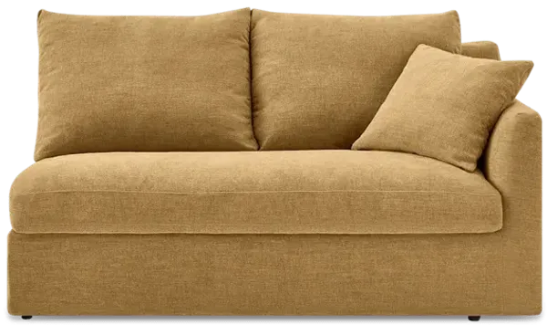 Agnes Slipcover Storage Right Arm 2 Seater Sofa, (Sadie) Mustard Brown