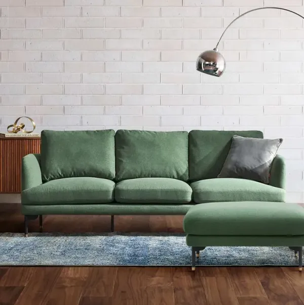 Pebble Sofa with Ottoman, Forest Green