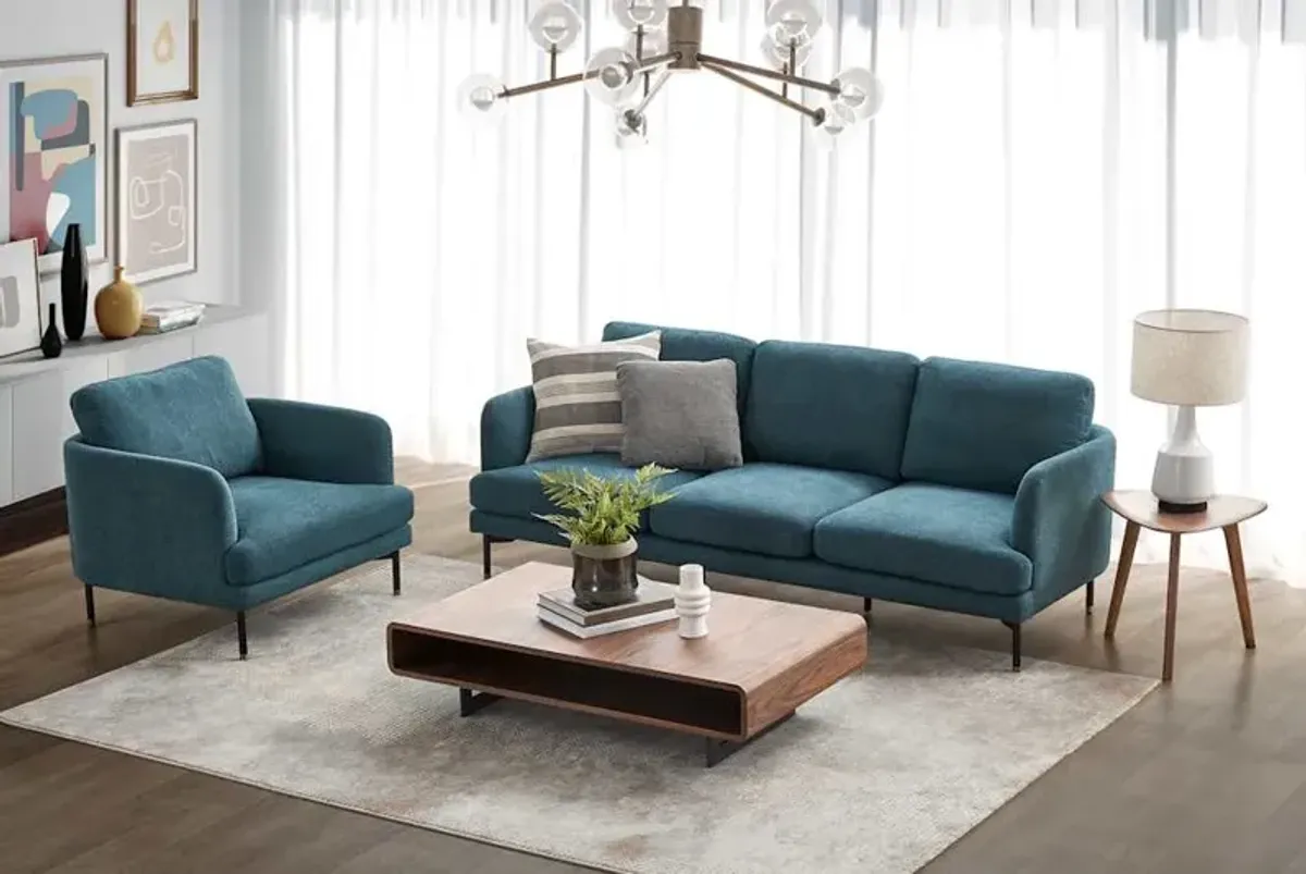 Pebble Sofa with Ottoman, Ocean Blue