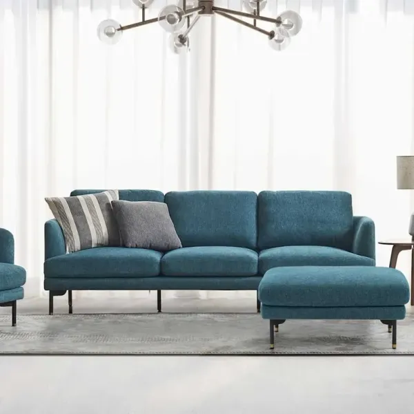 Pebble Sofa with Ottoman, Ocean Blue