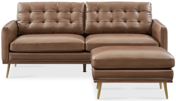 Isaac Leather Sofa with Ottoman