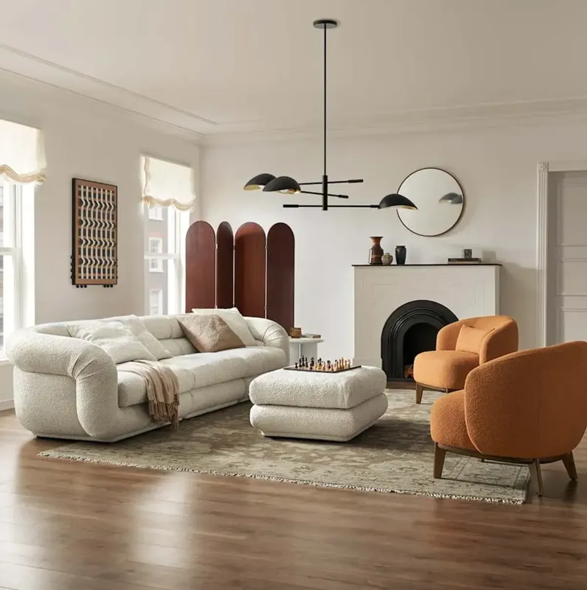 Solari Performance Fabric Extended Sofa with Ottoman