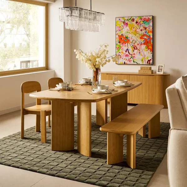 Posey Dining Table with Bench Set 72.8" Table and 55.1" Bench
